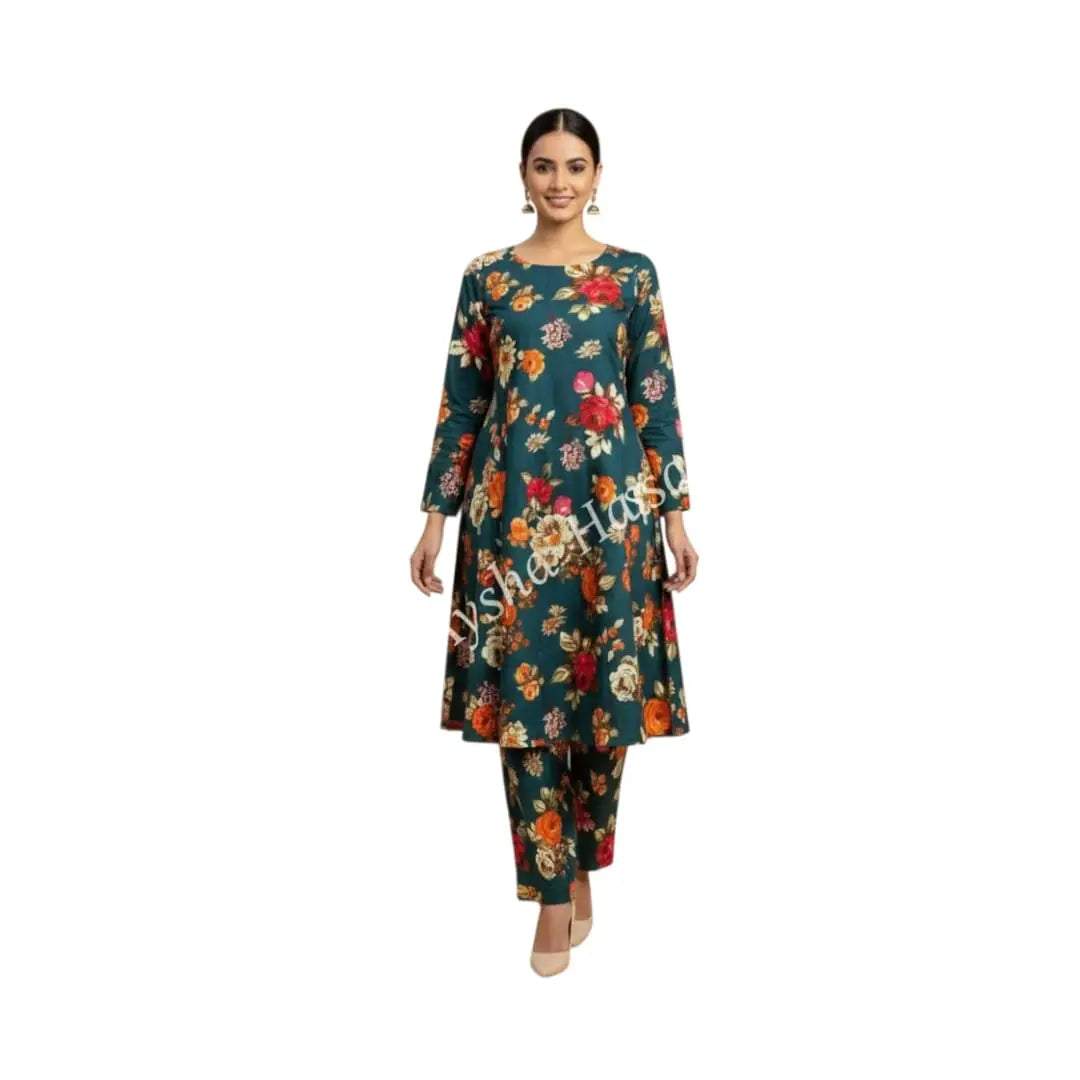 Printed Cotton Lawn – Casual Wear | Unstiched Green Red Flowral