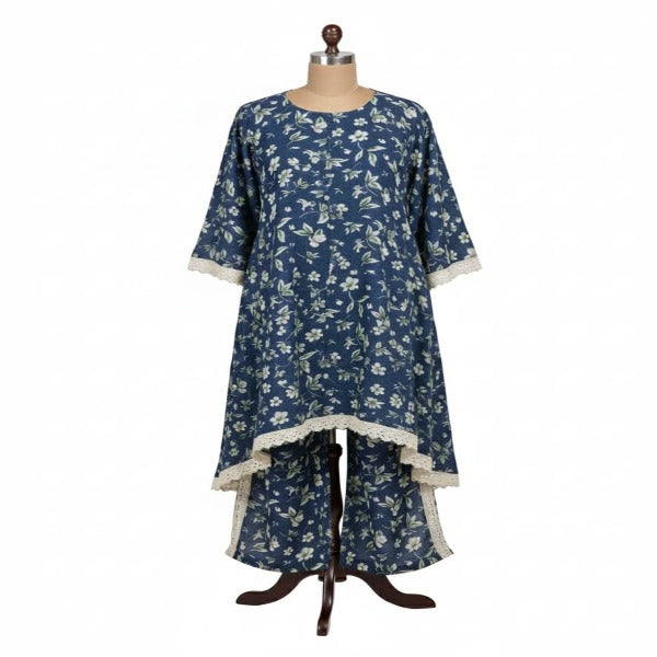 Printed Winter Cotton  – Casual Wear | Unstitched Navy Blue