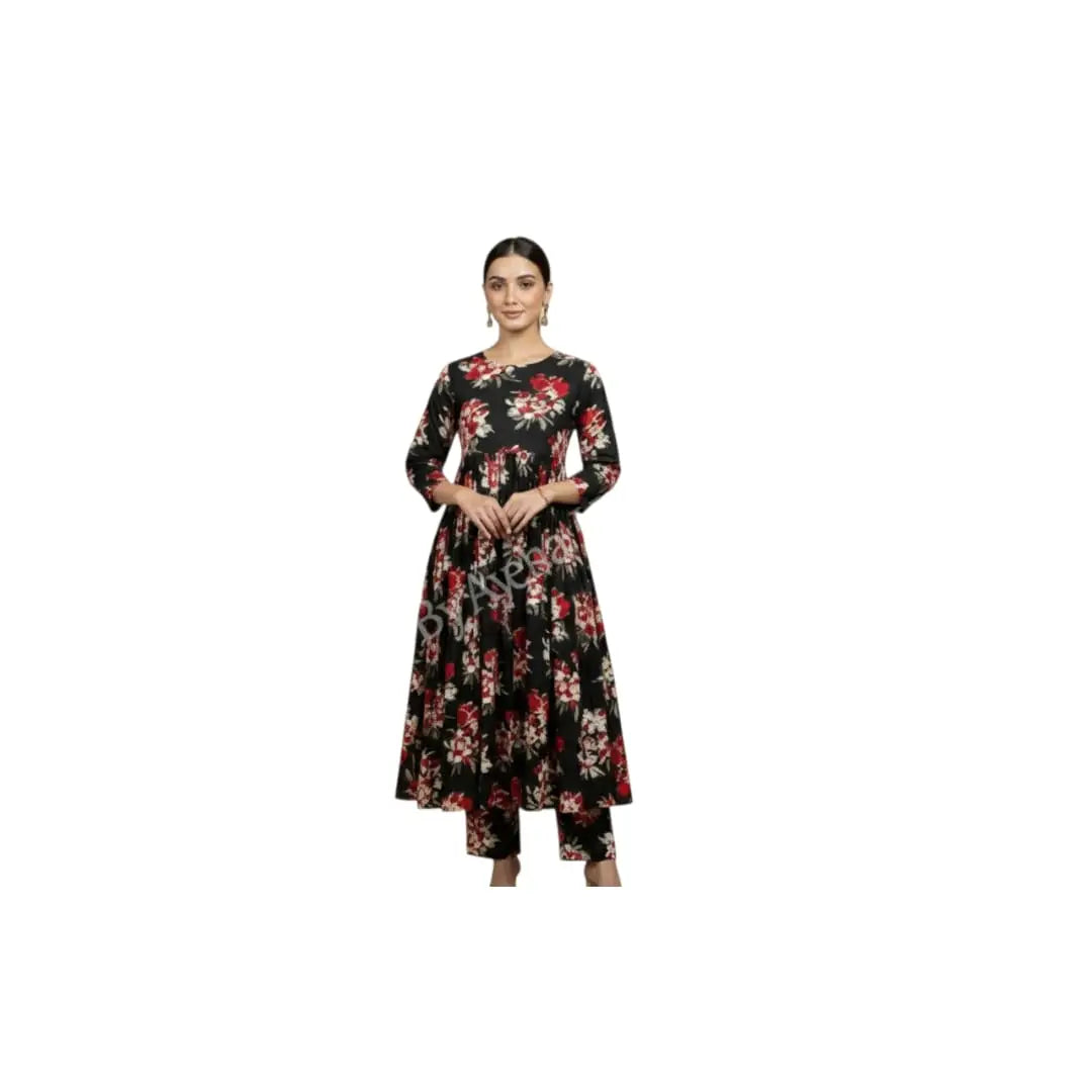 Printed Cotton Lawn – Casual Wear | Unstiched Black Red Flowral