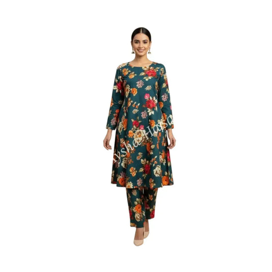 Printed Cotton Lawn – Casual Wear | Unstiched Green Red Flowral