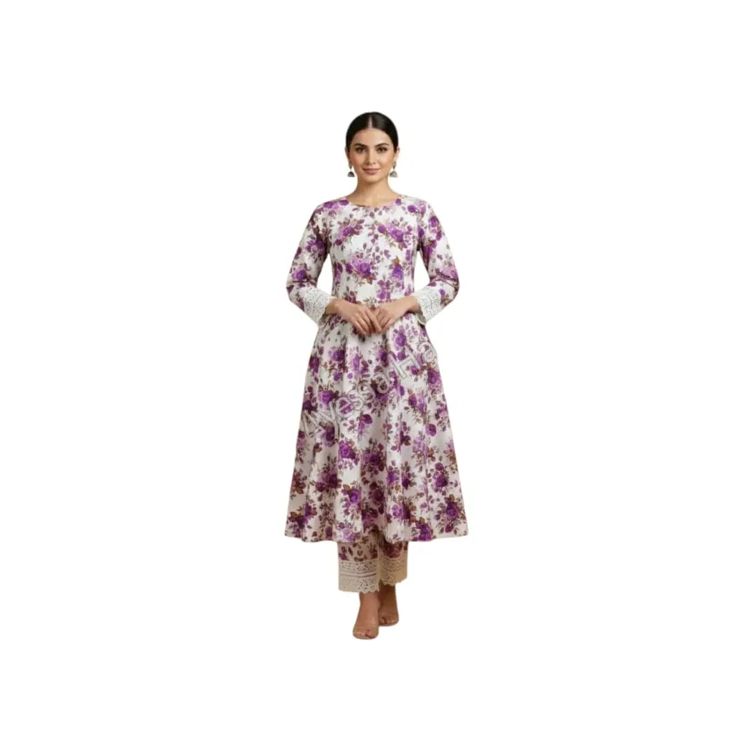 Printed Cotton Lawn – Casual Wear | Unstiched Purple Flowral