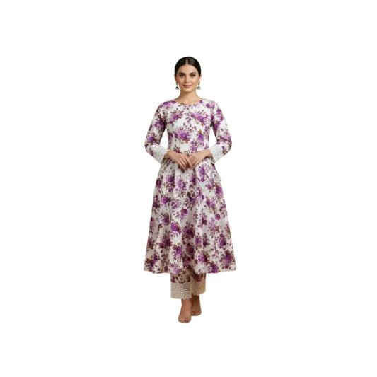 Printed Cotton Lawn – Casual Wear | Unstiched Purple Flowral